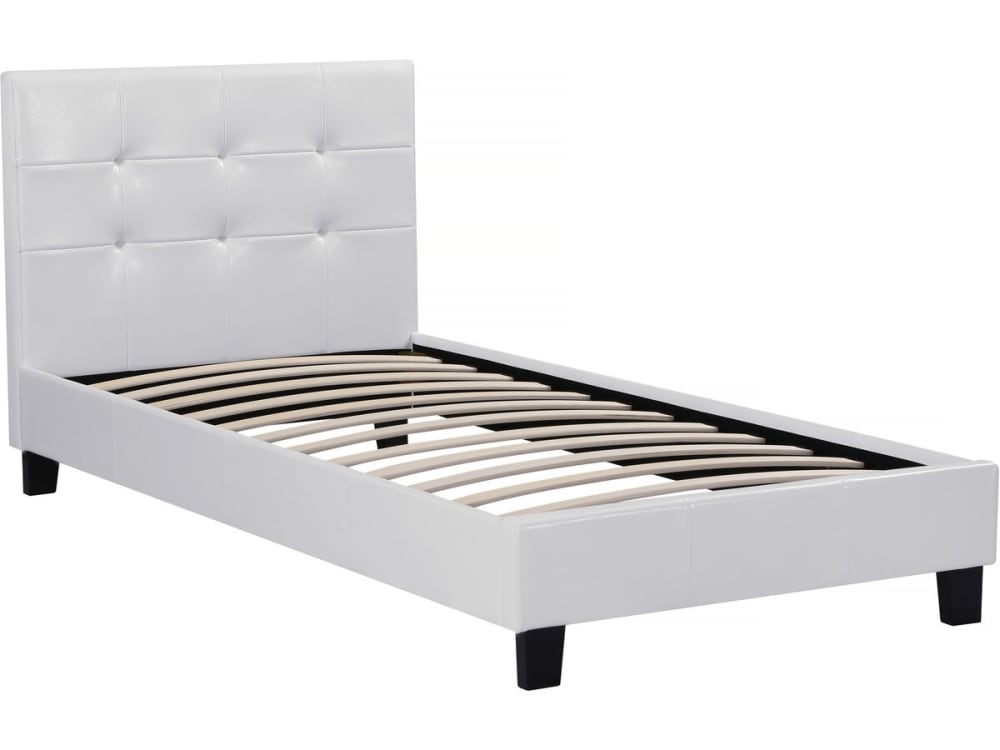 Lit en simili cuir blanc