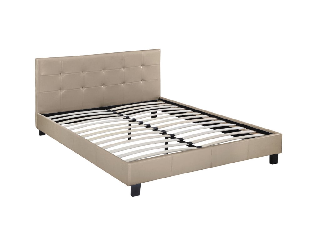 Lit en simili cuir taupe