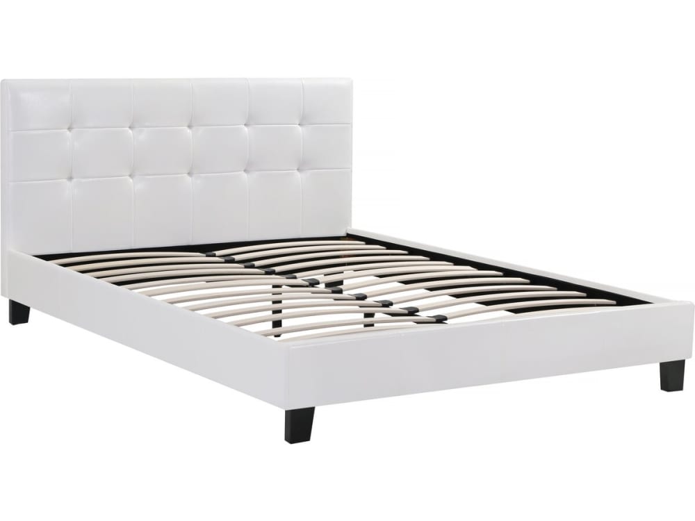 Lit en simili cuir blanc