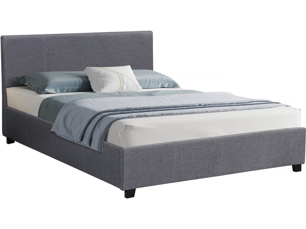 Lit coffre en tissu gris