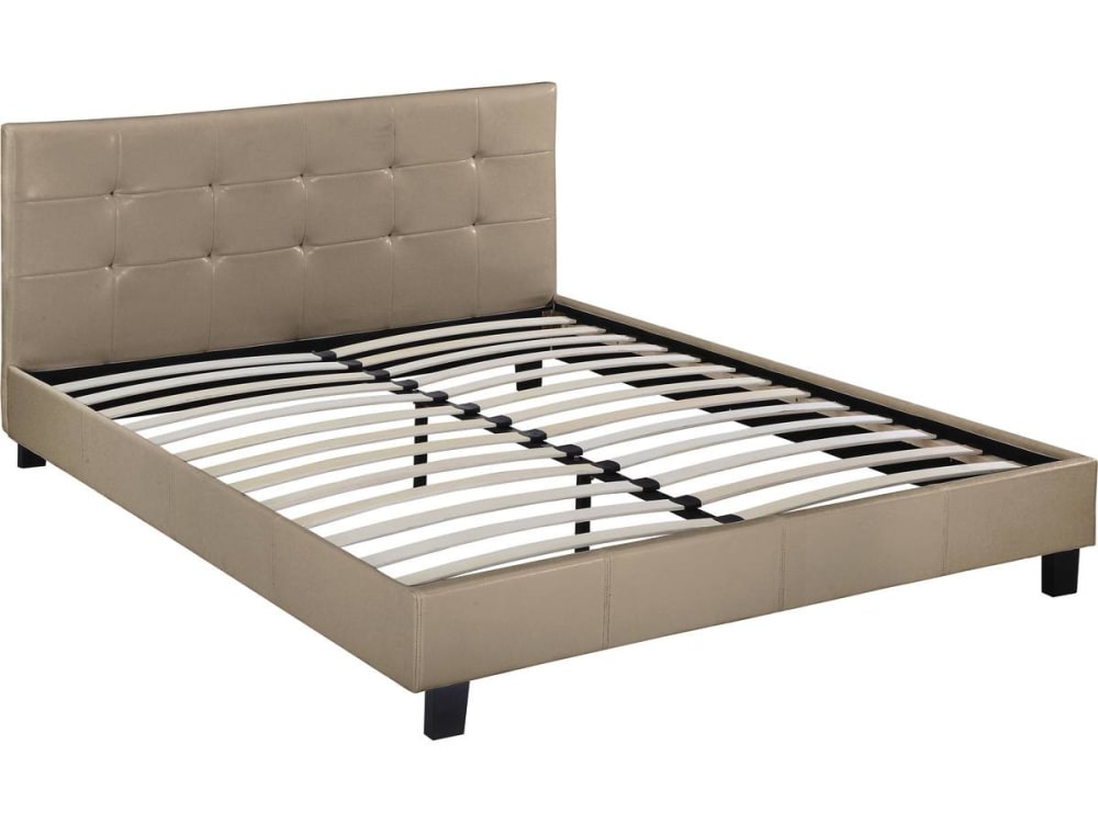 Lit en simili cuir taupe
