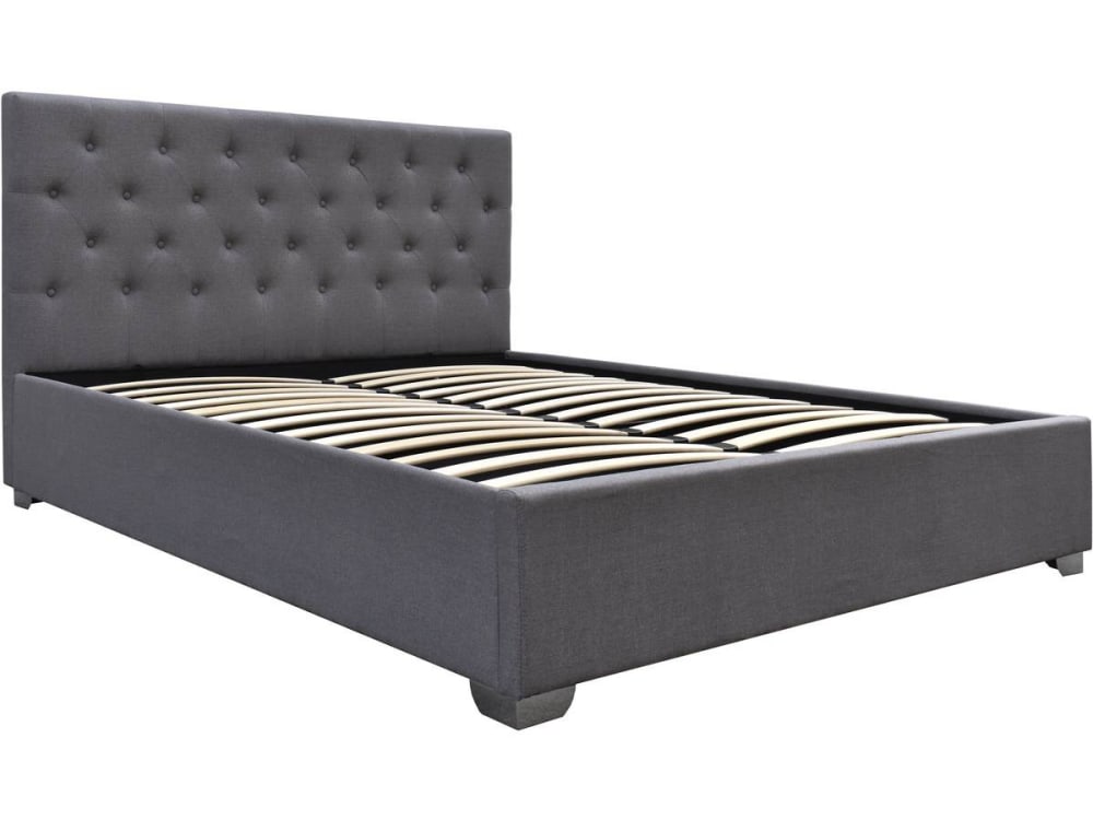 Lit coffre en tissu gris
