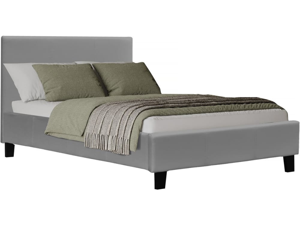Lit en simili cuir gris