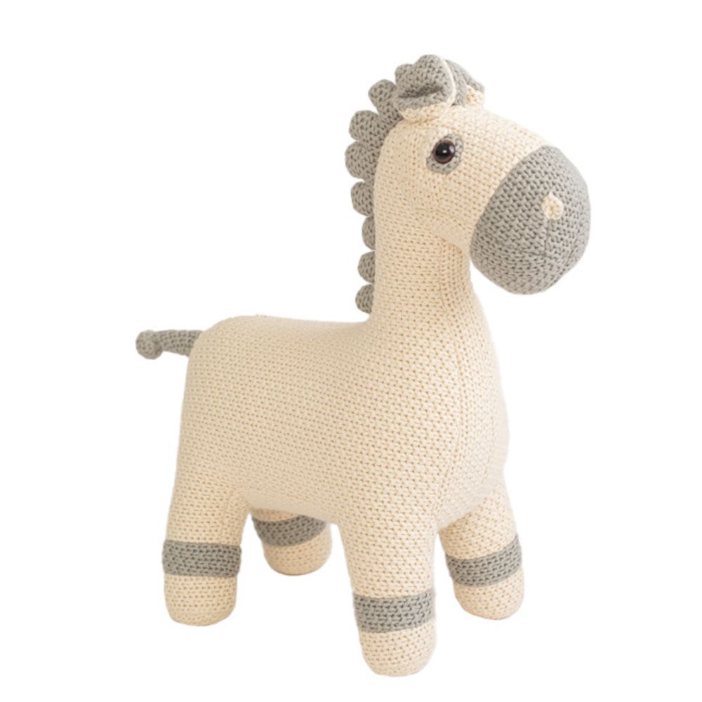 Crochetts Peluche mini-jument 100% coton blanc style contemporain Blanc Coton - 18x38x42cm