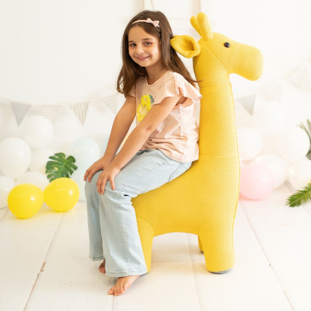 Peluche jirafa maxi de algodón 100% amarillo 90X33X128 cm - Maisons du Monde