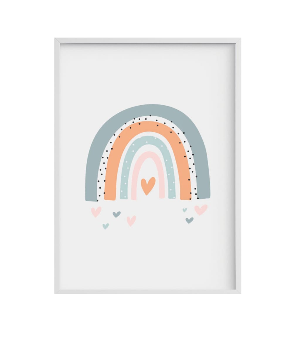 Impression de  arc-en-ciel gris encadrée en bois blanc 43X33 cm