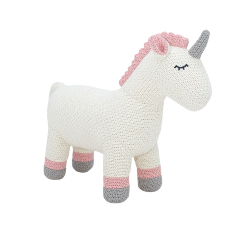 Peluche mini-licorne 100% coton blanc