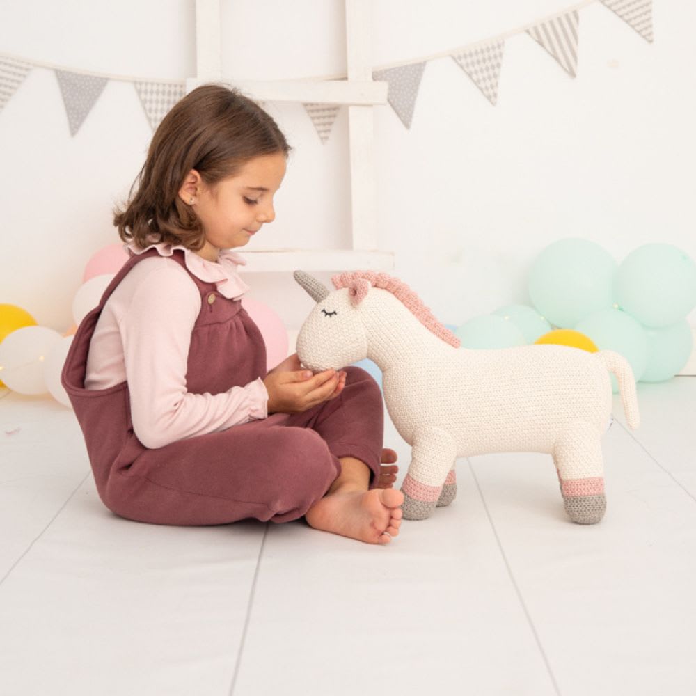 Peluche unicornio mini de algodón 100% blanco 46X16X36 cm - Maisons du Monde