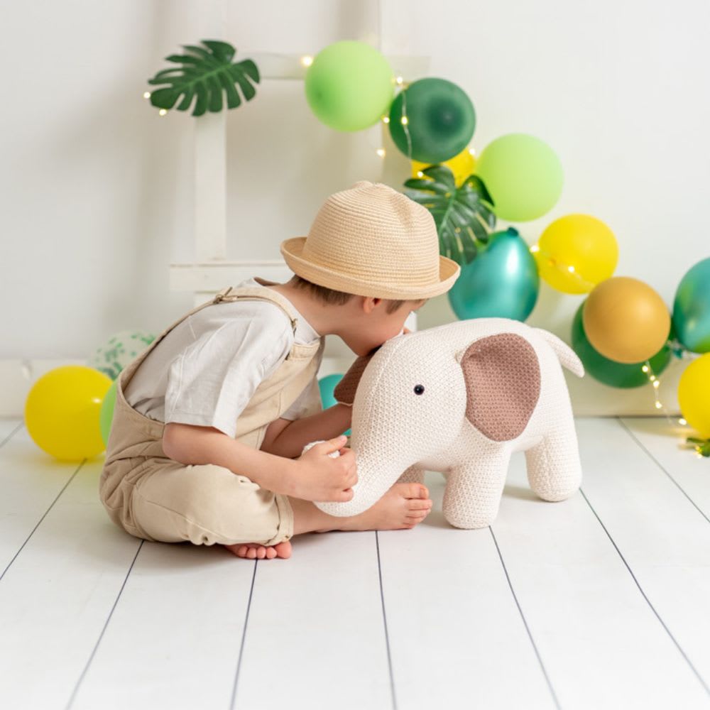 Peluche mini-éléphant Buba 100% coton blanc - Maisons du Monde