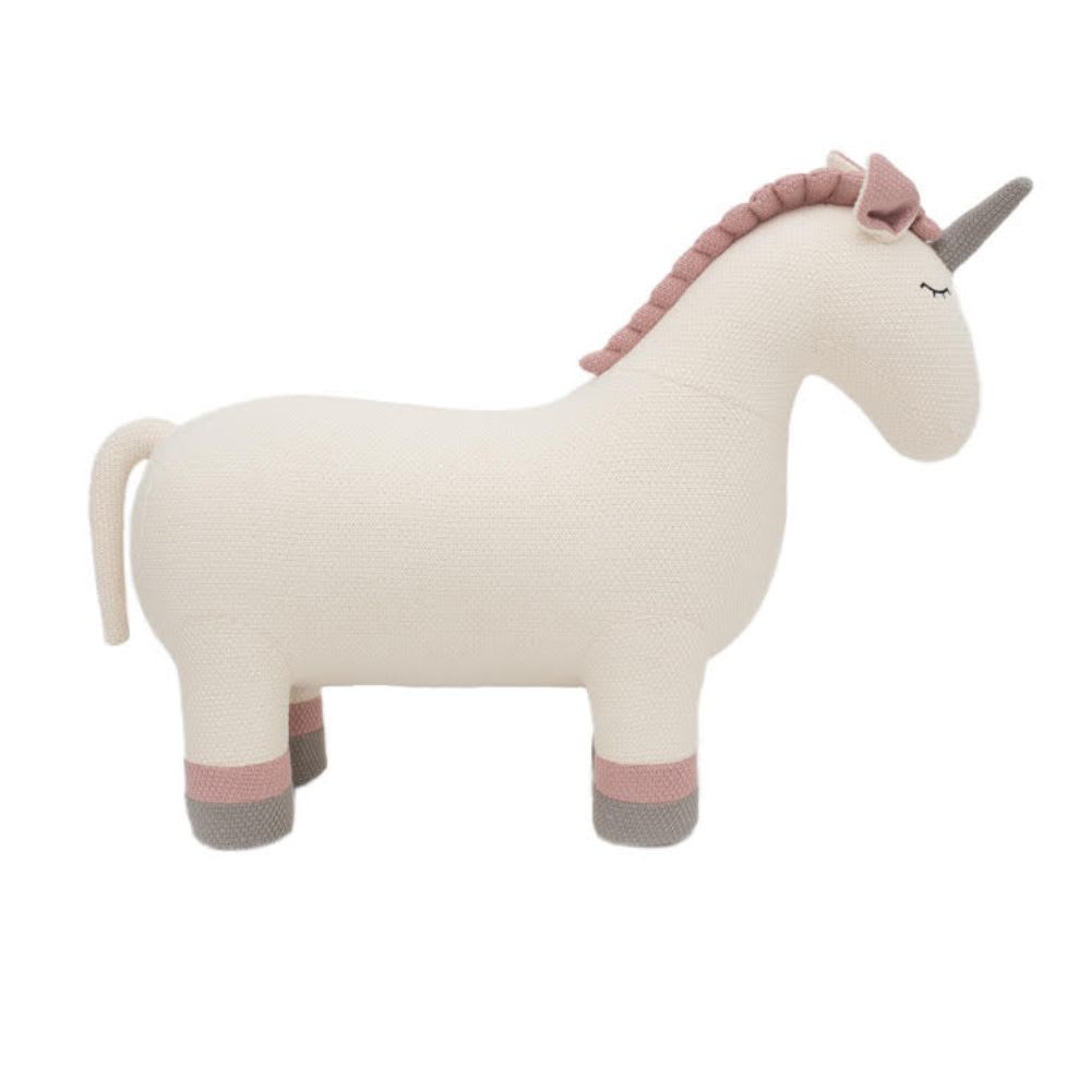 Peluche unicornio maxi de algodón 100% blanco 110X33X83 cm