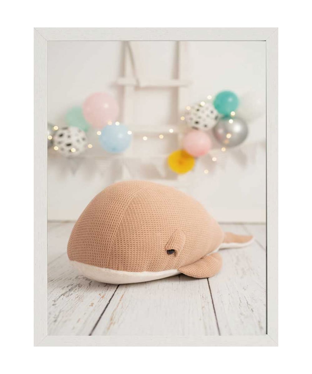 Lámina ballena enmarcada madera blanca 43X33 cm