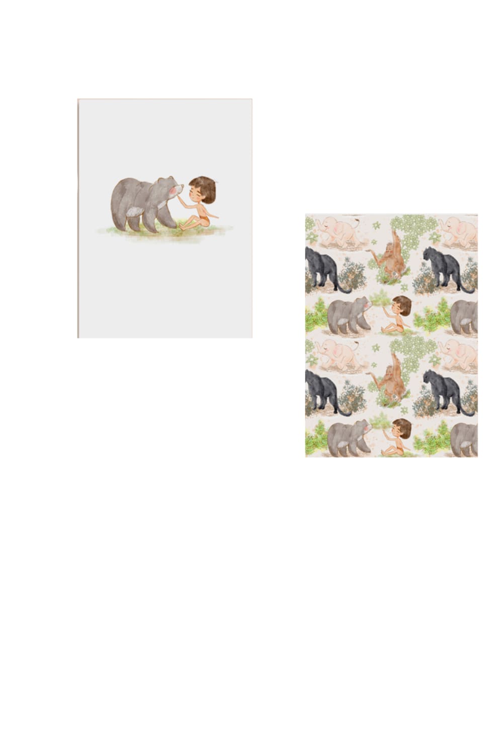 Pack encadré bois blanc impression jungle 43X33 cm