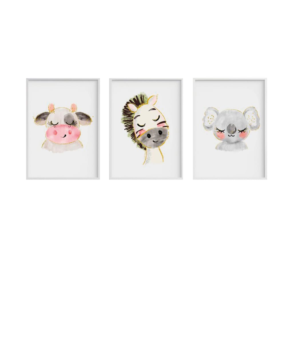 Pack encadré bois blanc impression vache 43X33 cm