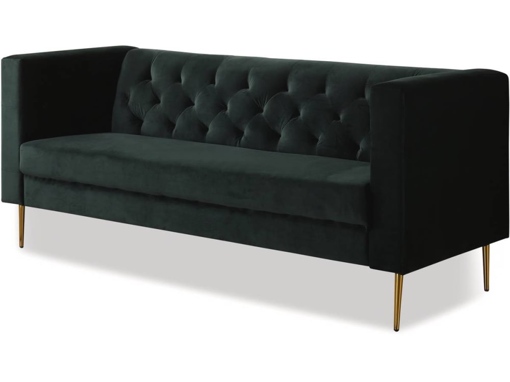 Canapé droit 3 places en velours vert