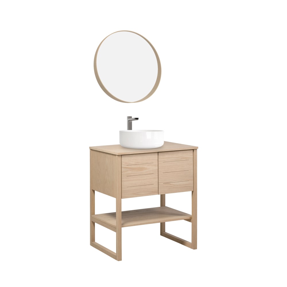 Meuble sous vasque  70cm + vasque blanche +miroir