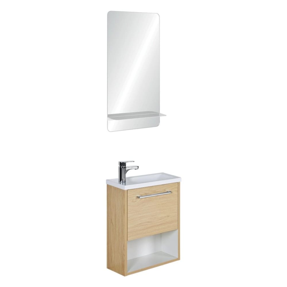 Ensemble lave-mains avec niche, robinet et miroir tablette - Maisons du Monde