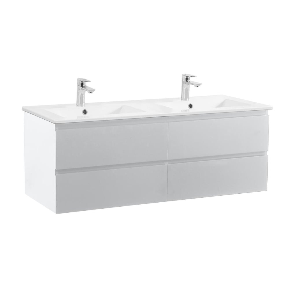 Meuble double vasque  suspendu avec plan céramique 120cm