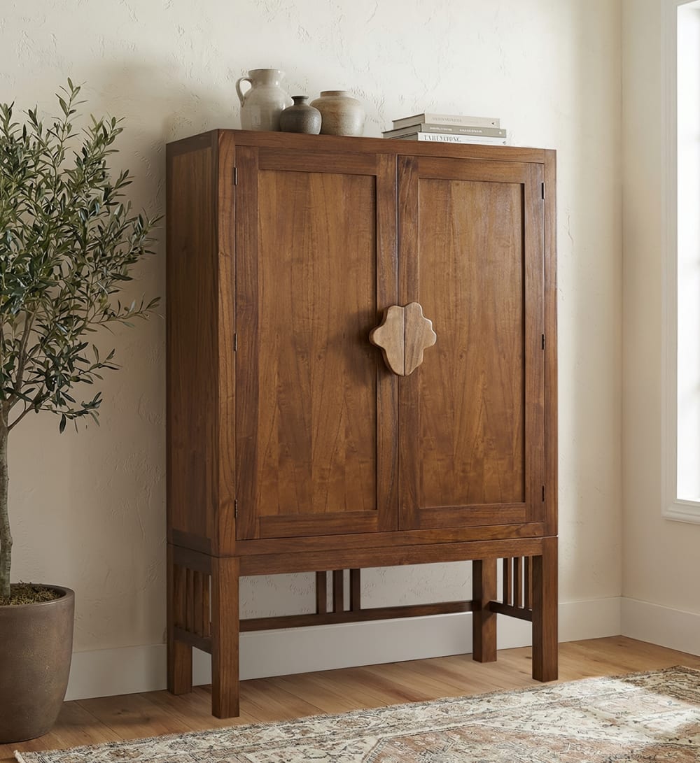Buffet haut en bois marron H 180 cm - Maisons du Monde