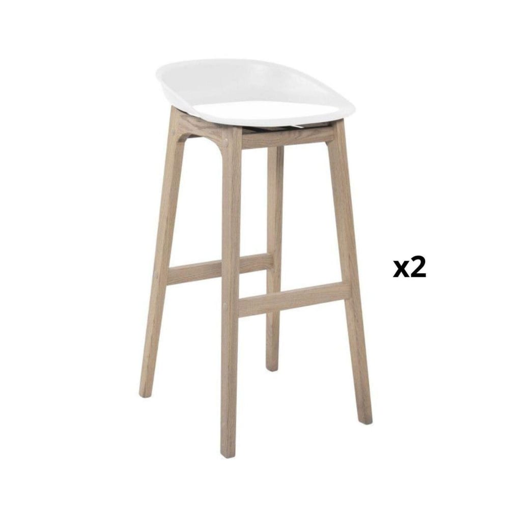 Lot de tabourets de bar en chêne et assise plastique 75cm - Maisons du Monde