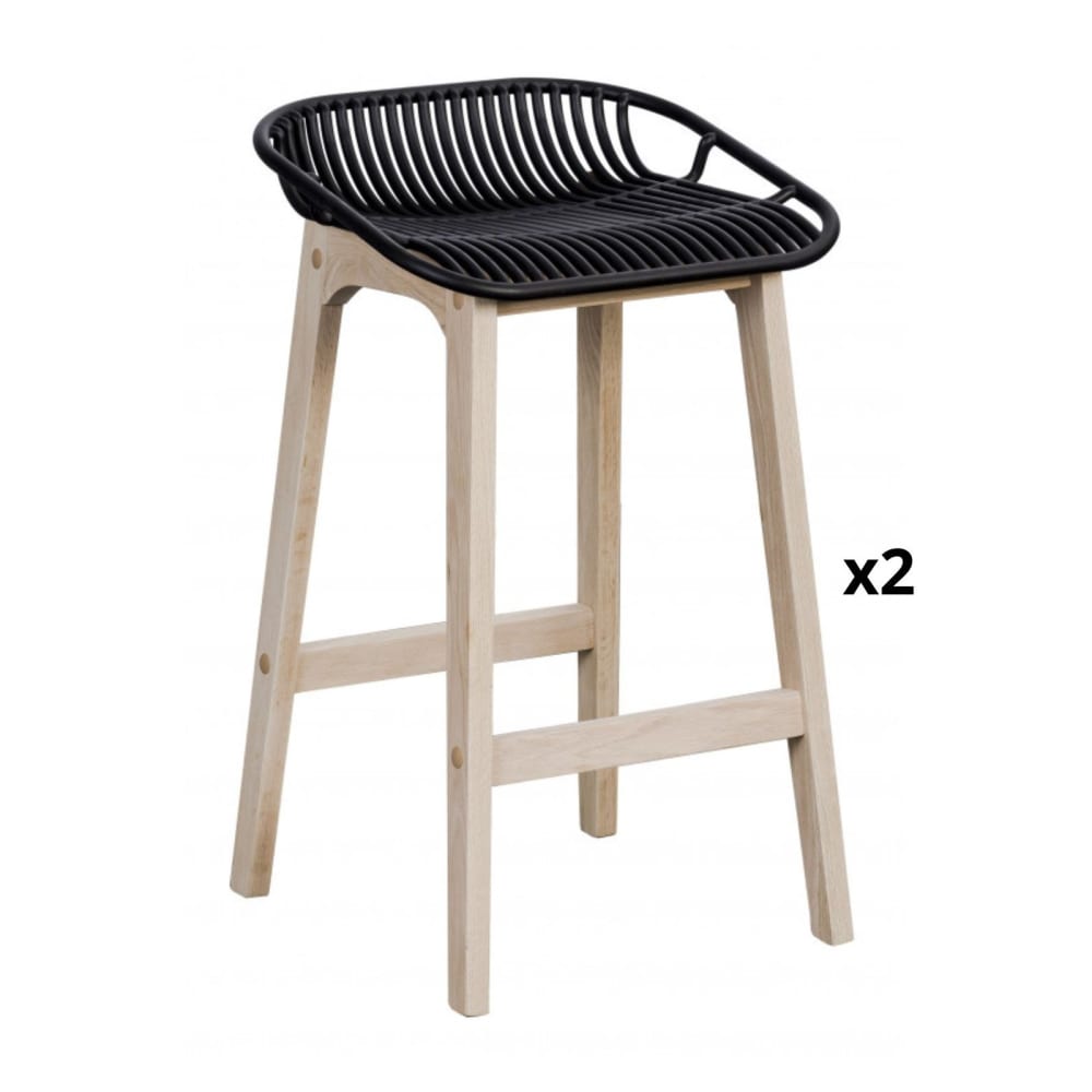 Lot de chaises d'îlot et bar  en chêne et assise plastique 65cm