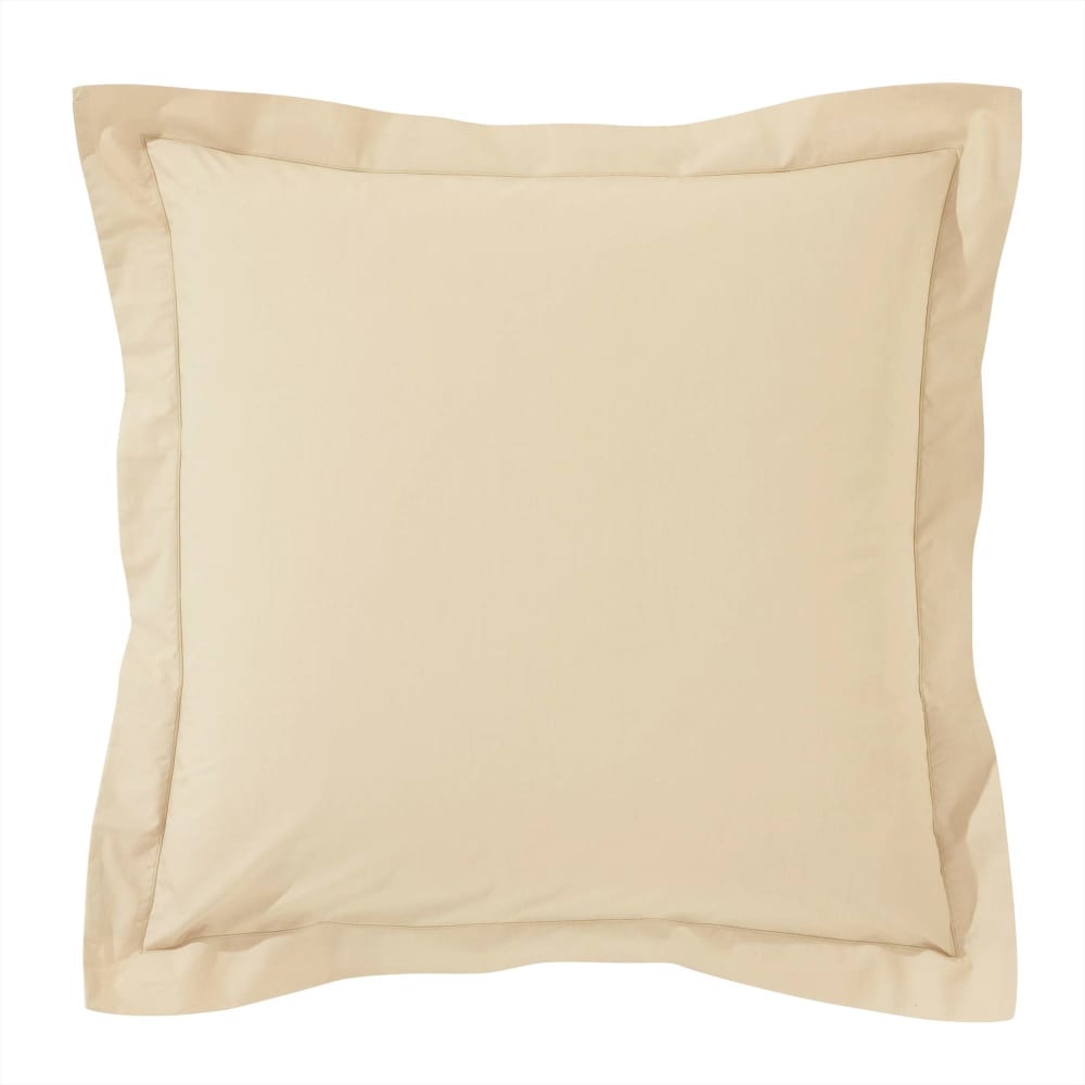 Taie volant en coton beige sable 50x70cm