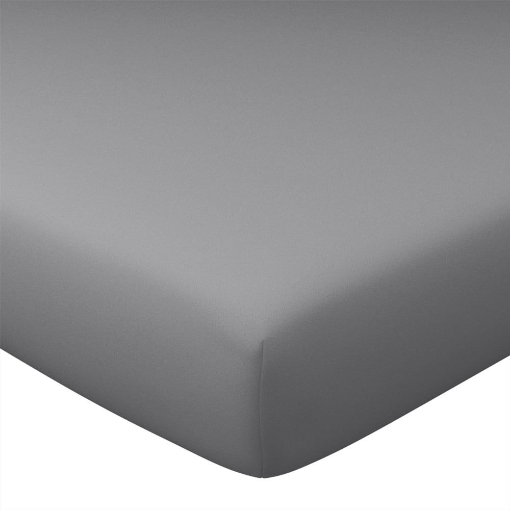 Drap-housse en coton gris minéral 140x200x28cm — vue 4