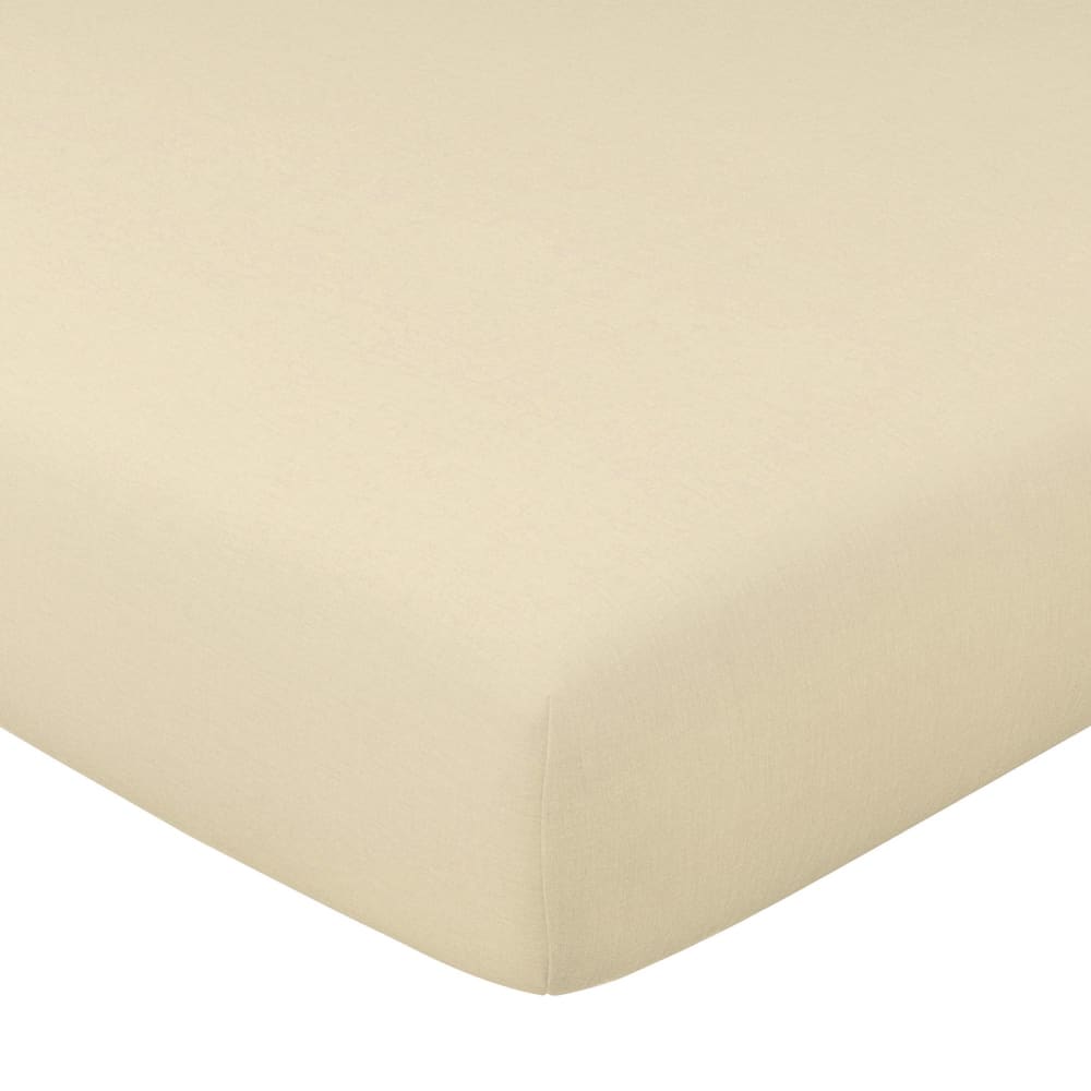 Drap-housse en coton beige sable 140x200x28cm — vue 3