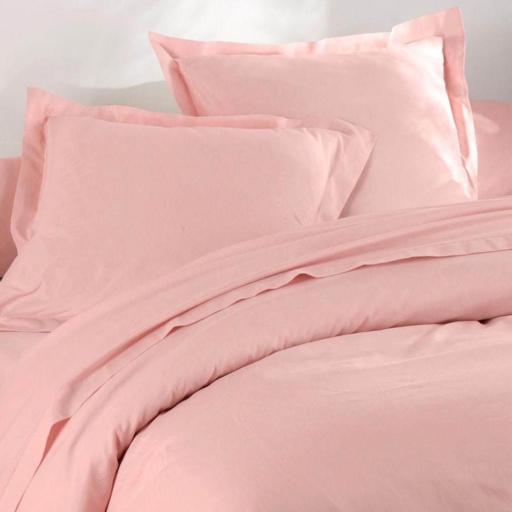 Drap-housse en coton rose thé 140x200x28cm