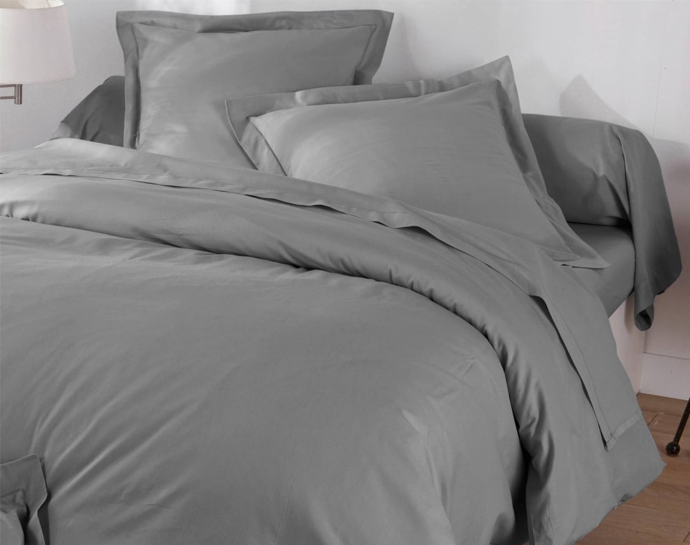 Housse de couette en coton gris minéral 240x220cm — vue 3
