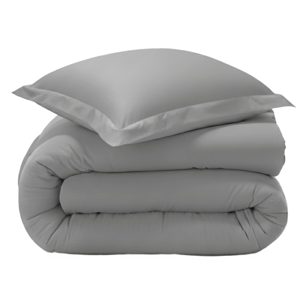 Housse de couette en coton gris minéral 240x220cm — vue 4