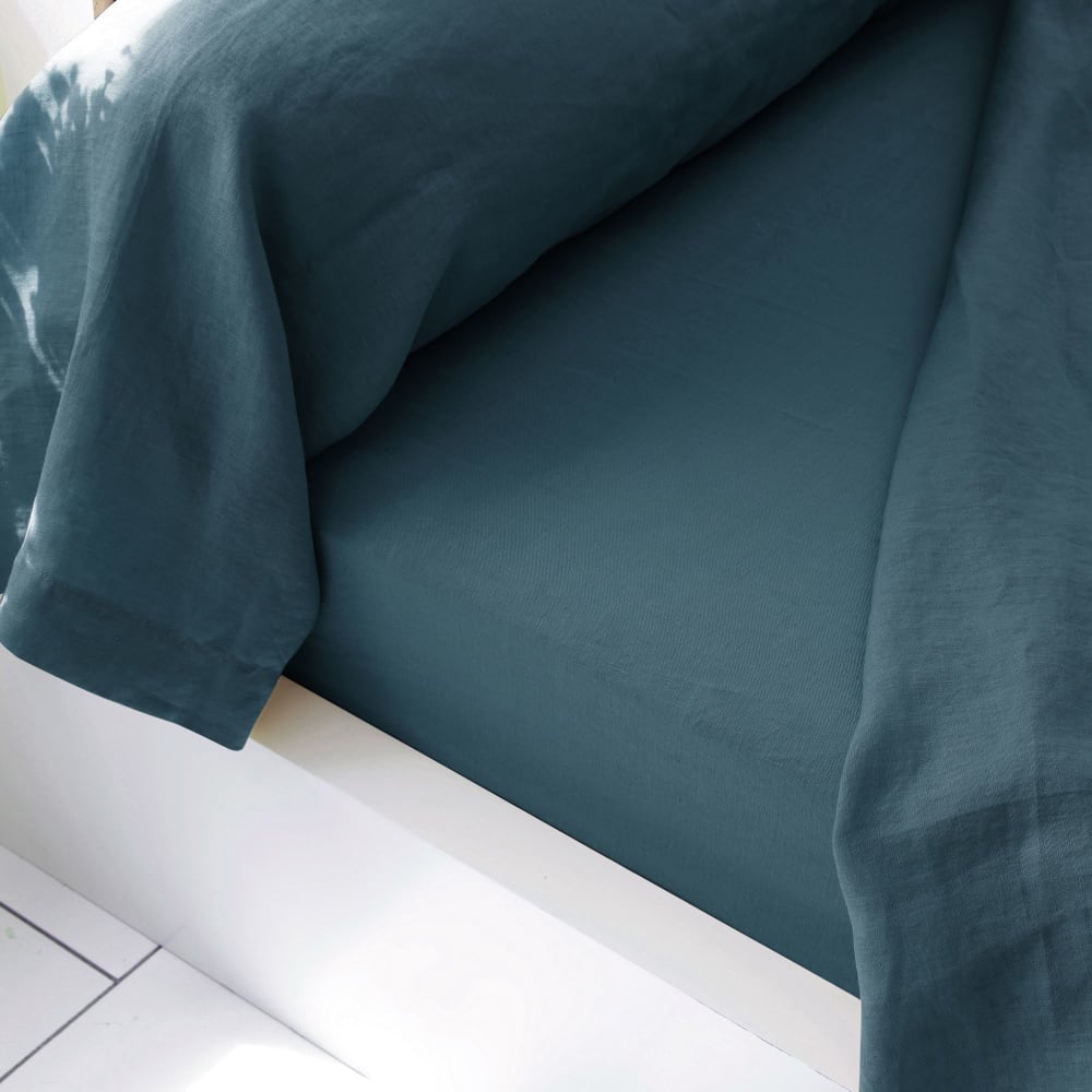 Housse de couette en lin bleu orage 240x220cm — vue 4