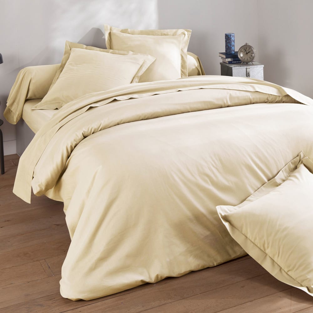 Housse de couette en coton beige sable 140x200cm
