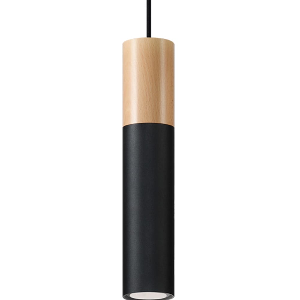 Lampe suspendue acier/bois H 105 cm