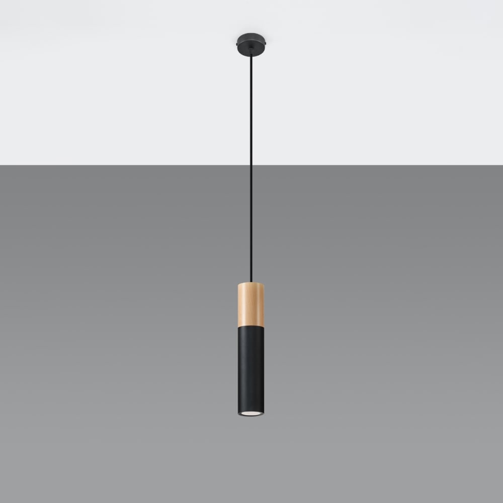 Suspension Acier Bois Naturel/Noir GU10 1 Pablo — vue 3