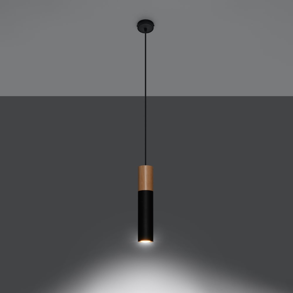 Suspension Acier Bois Naturel/Noir GU10 1 Pablo — vue 4