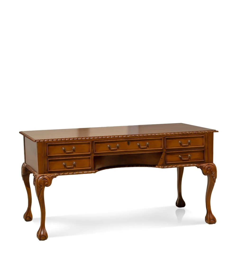 MOYCOR Bureau en bois d'acajou marron L 160 cm style vintage Marron Bois - 160x79x80cm