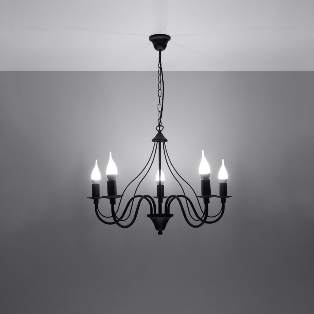 Lustre Acier Noir E14 5 Minerwa — vue 4