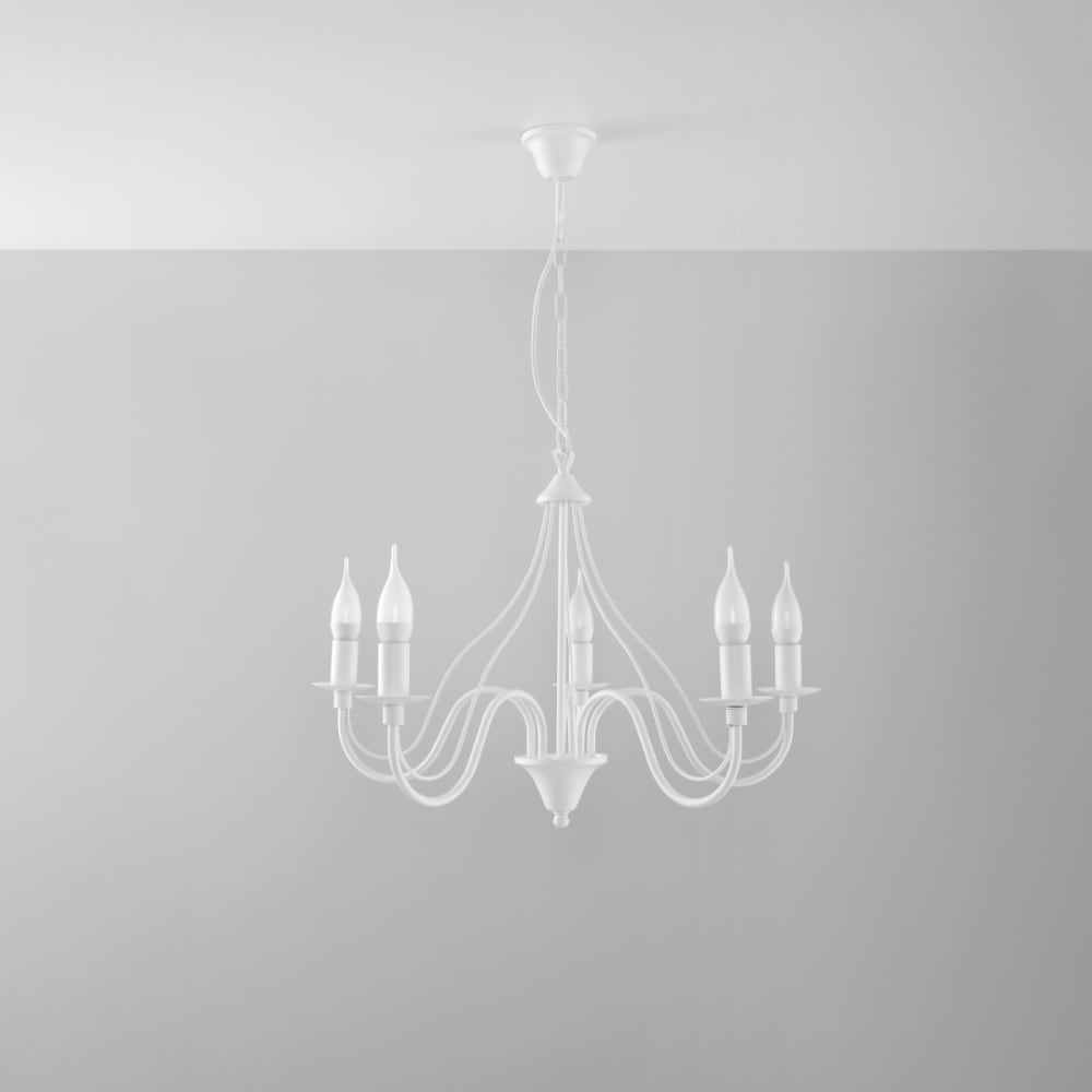 Lustre Acier Blanc E14 5 Minerwa — vue 3
