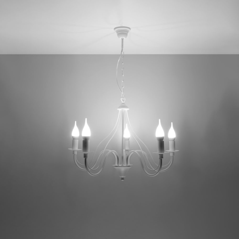 Lustre Acier Blanc E14 5 Minerwa — vue 4