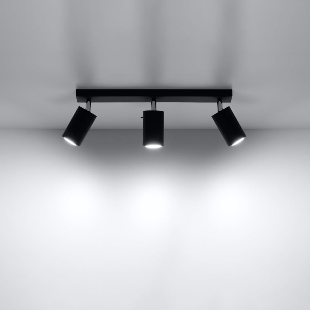 Plafonnier Acier Noir GU10 3 Ring Line — vue 4