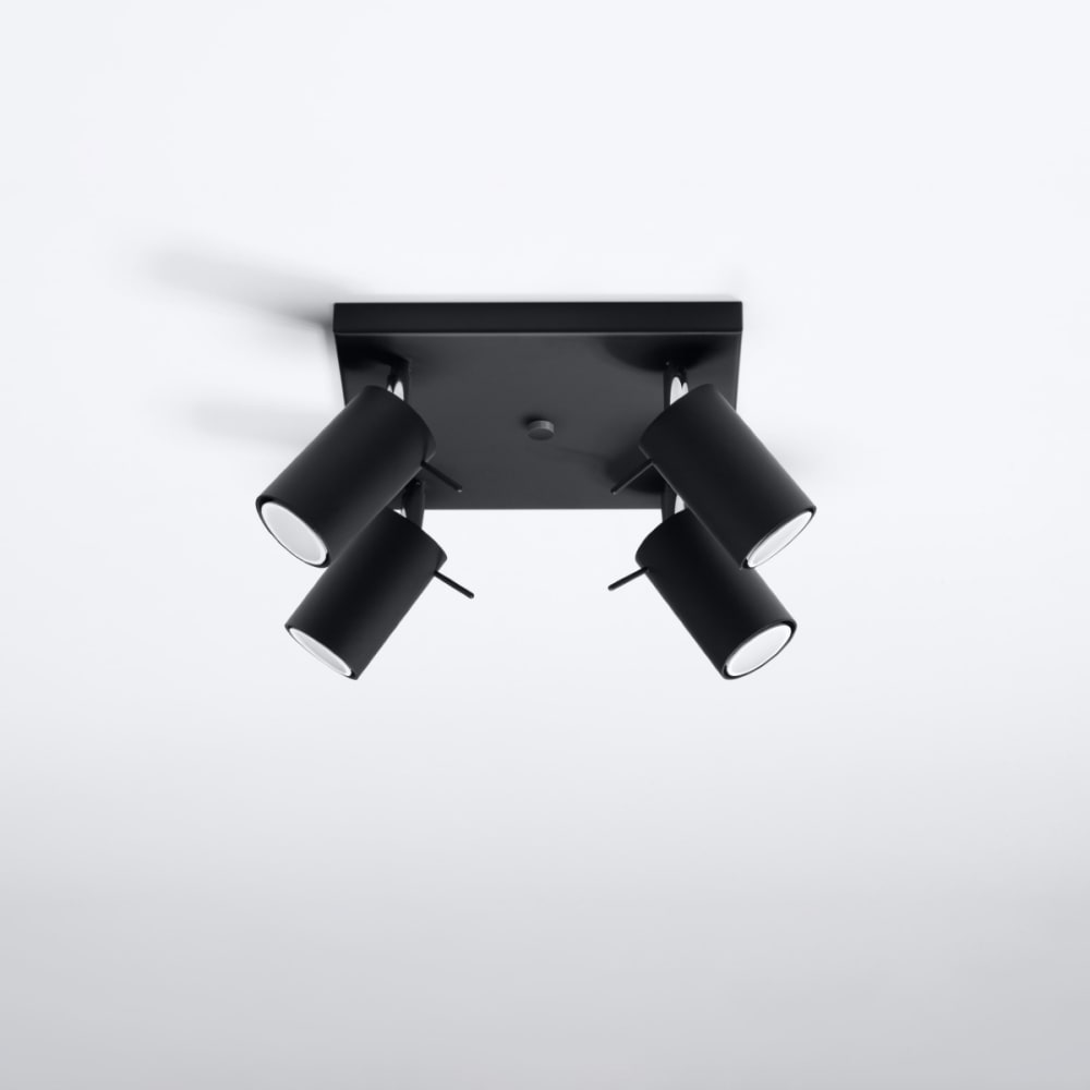 Plafonnier Acier Noir GU10 4 Ring Line — vue 3