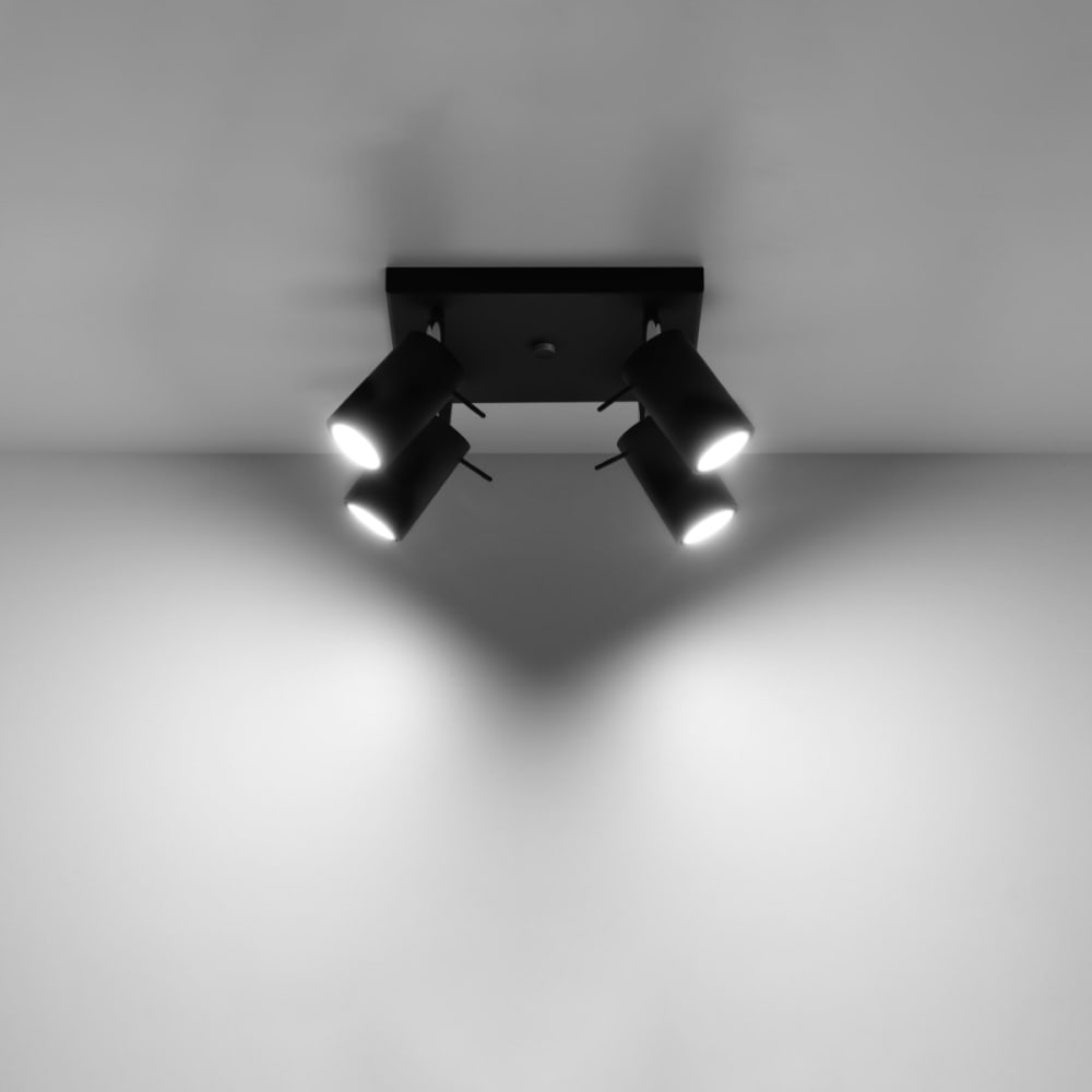 Plafonnier Acier Noir GU10 4 Ring Line — vue 4