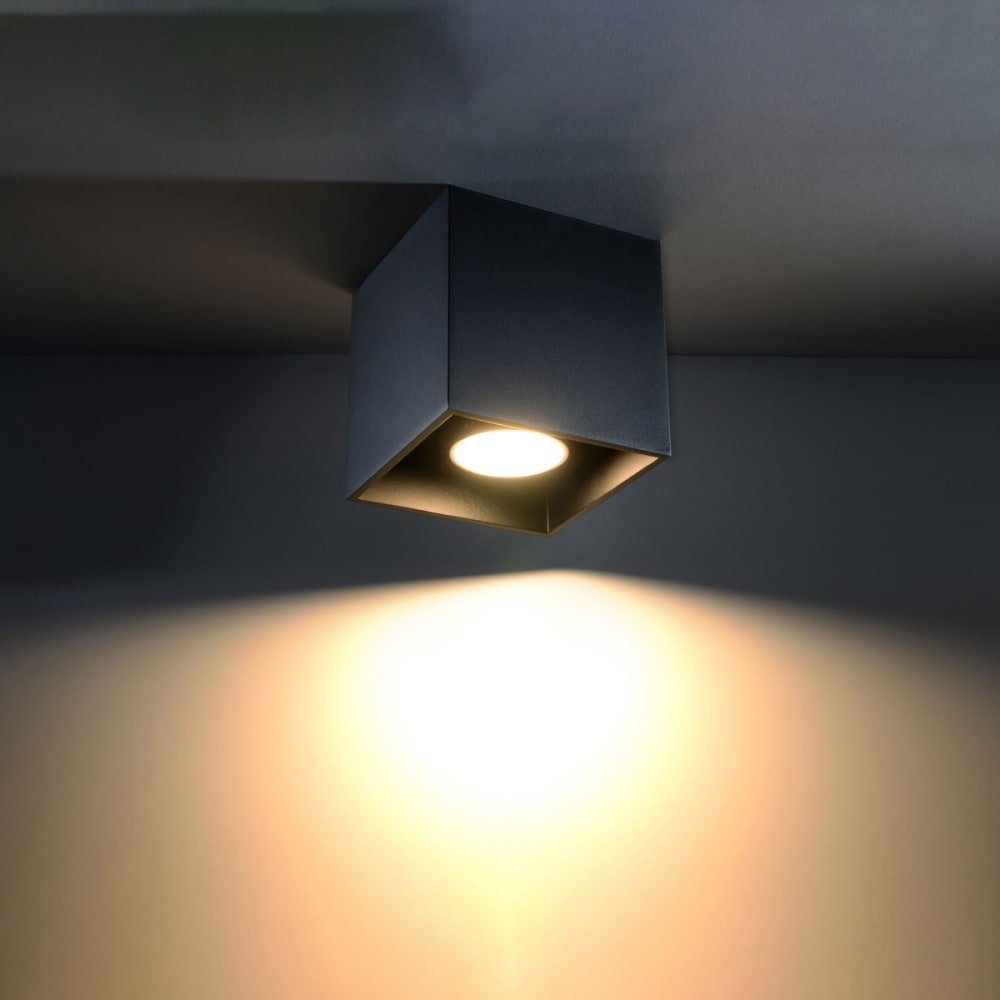 Plafonnier Aluminium Noir GU10 1 Quad — vue 4