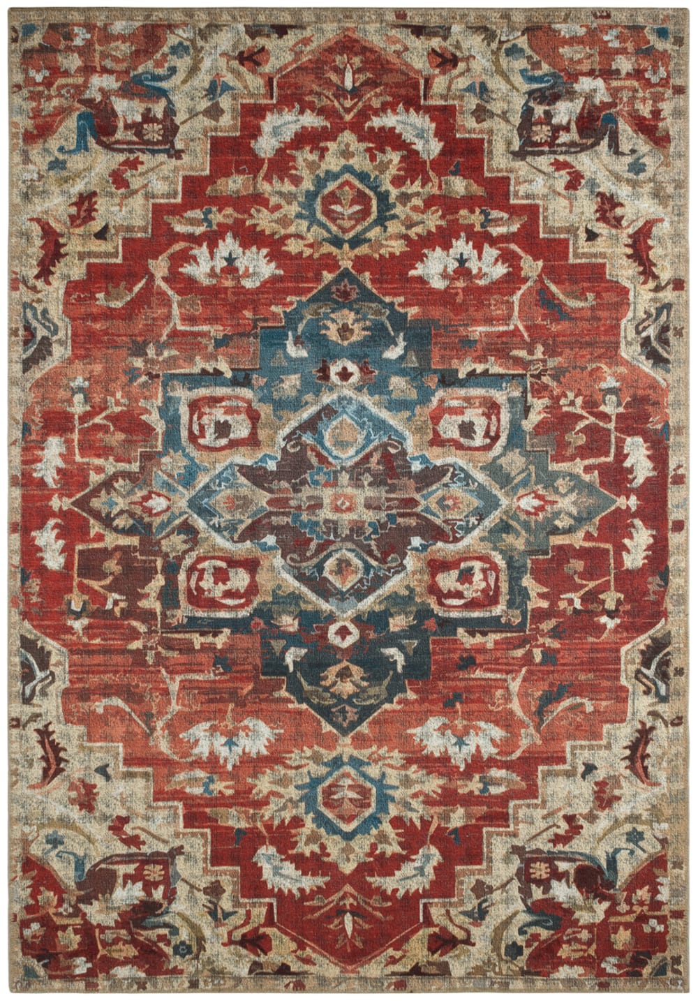 Alfombra vintage con motivos orientales rojos - 160x230