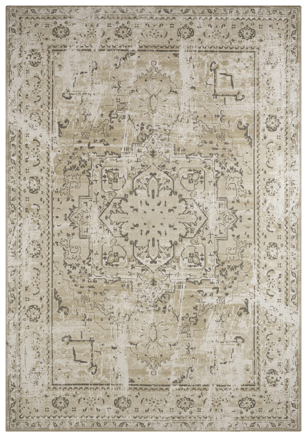 Alfombra vintage con motivos florales en verde pastel - 120x170