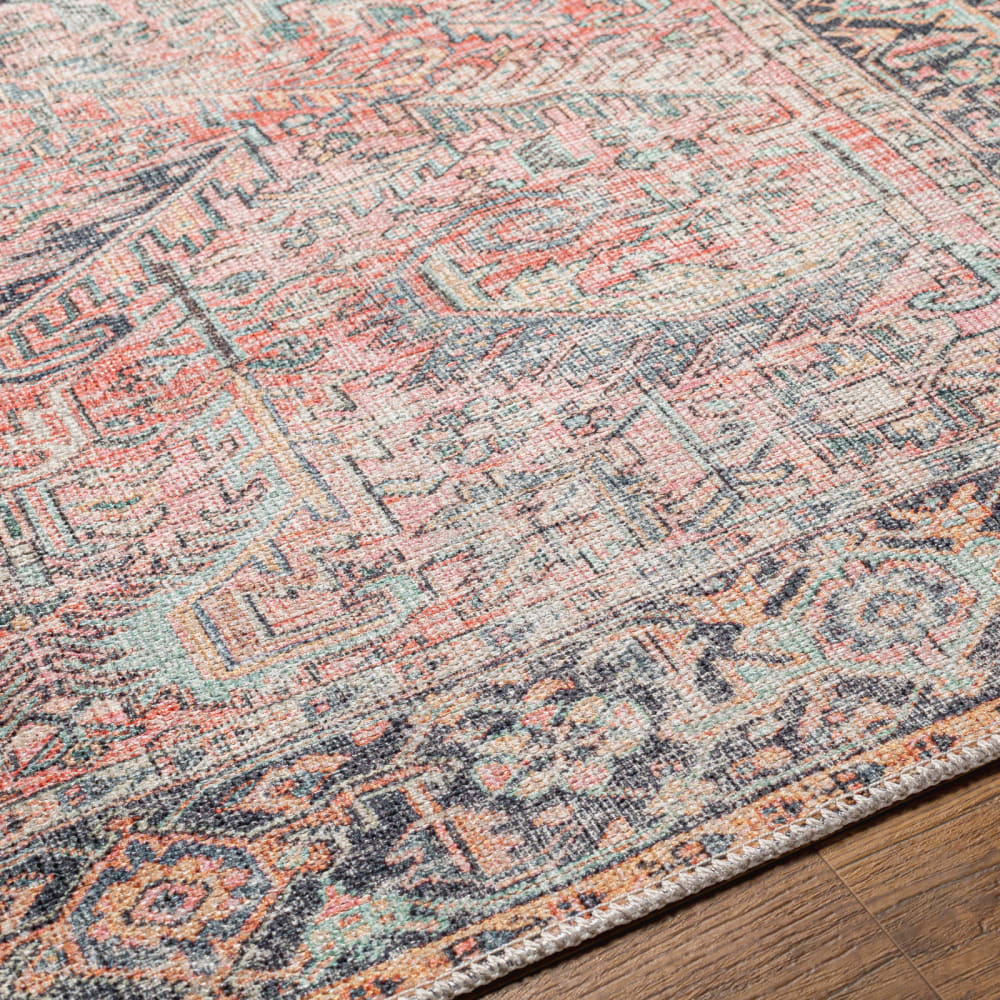 Tapis vintage lavable en machine rose 160x213 — vue 4