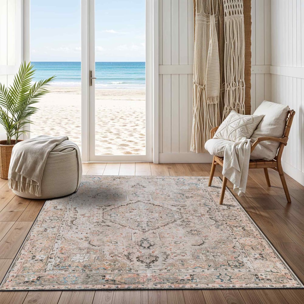 Tapis Vintage Lavable en Machine Marron/Gris 160x213