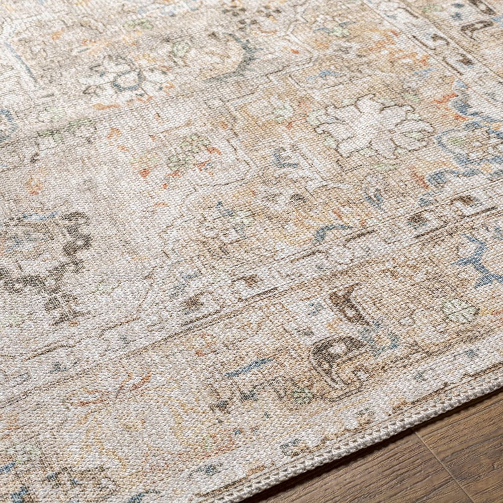 Tapis vintage lavable en machine marron/gris 160x213 — vue 4