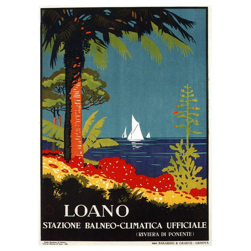 Poster turistico Loano - Quadro su tela, Decorazione Parete cm. 50x70 - Multicolore - PES - Poliestere