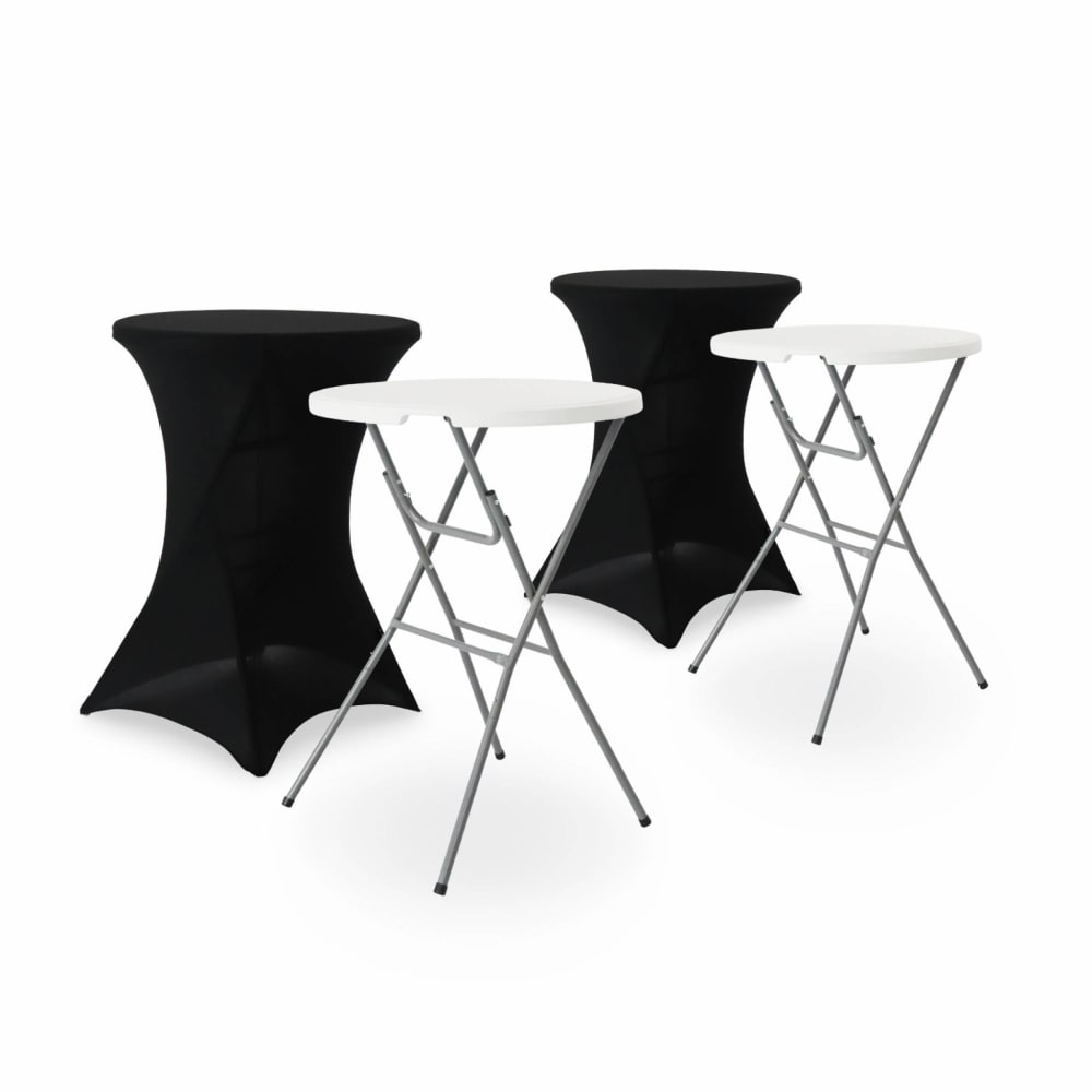 Lot de 2 tables mange-debout + 2 housses
